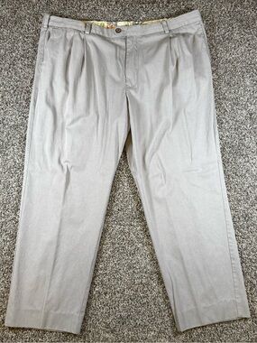 Tommy Bahama Mens 46x29 Light Gray Silk Blend Pleated Dress Casual Slacks Pants